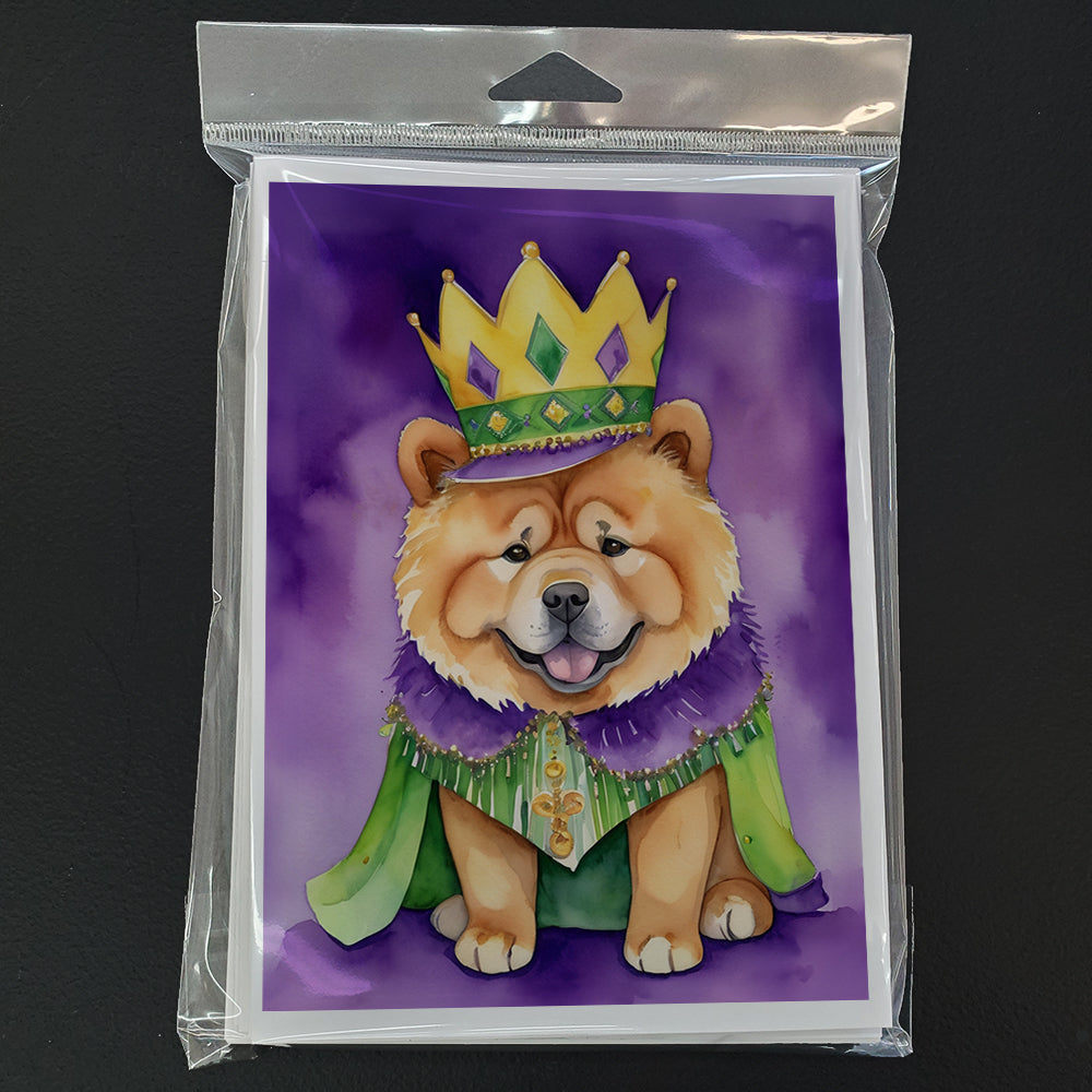 Chow Chow King of Mardi Gras Greeting Cards Pack of 8 Blank Cards with Envelopes Whimsical A7 Size 5x7