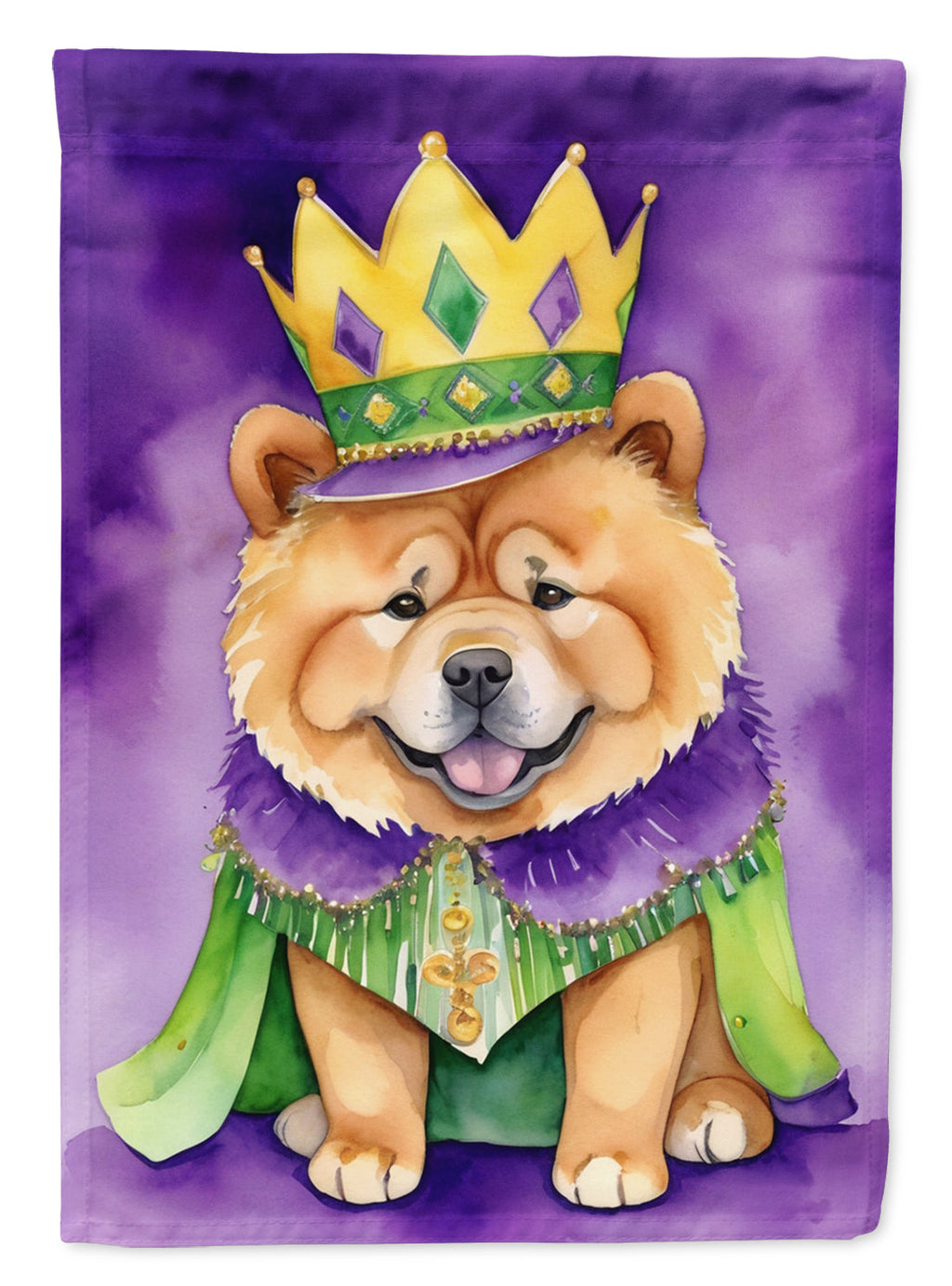 Chow Chow King of Mardi Gras Garden Flag Mailbox Decorative Yard Banner Outside Patio Artwork for Flower Beds, Garden Size, Multicolor