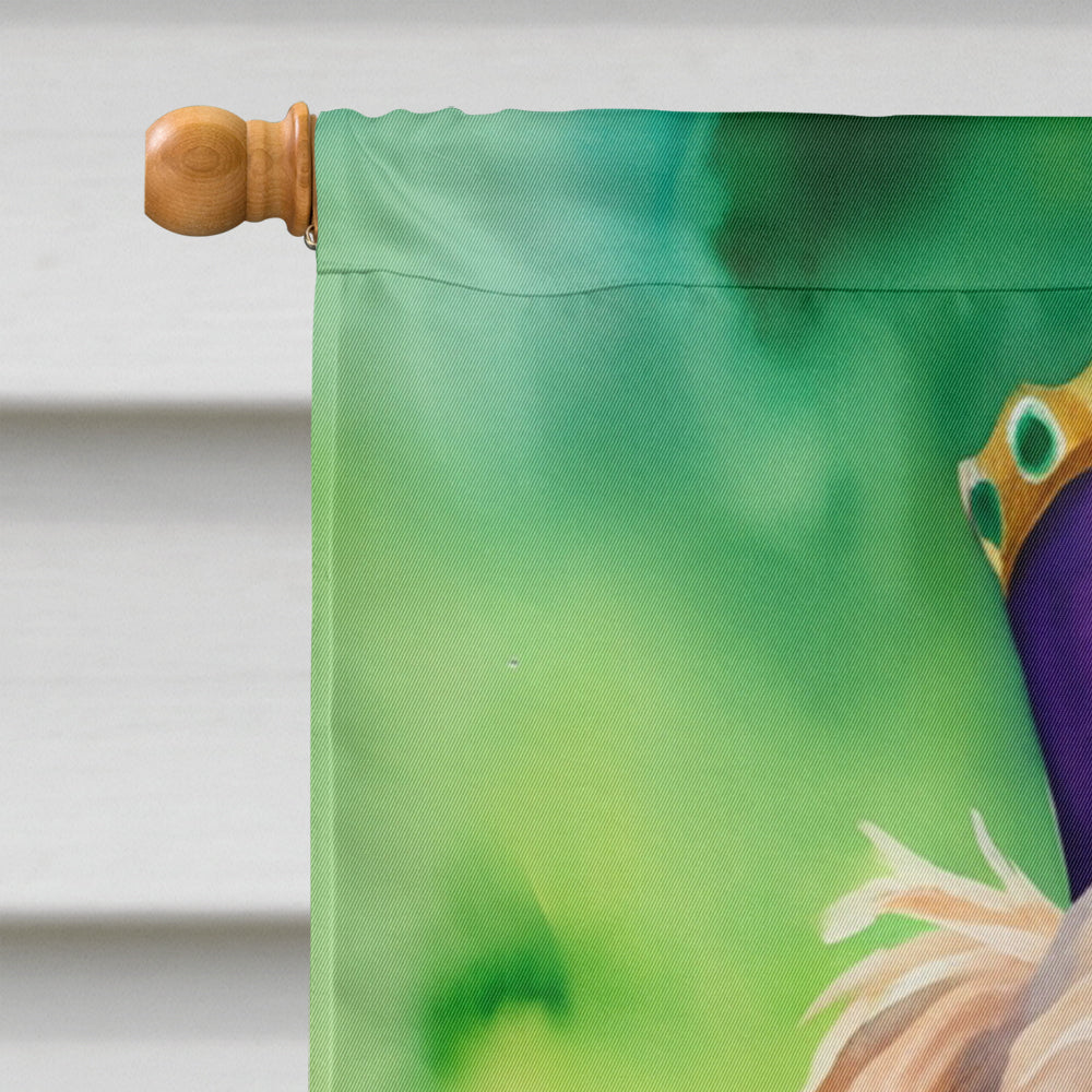 Cockapoo King of Mardi Gras House Flag 28x40 Porch Sleeve Pole Decorative Outside Yard Banner Artwork Wall Hanging, Polyester