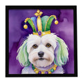 Coton de Tulear King of Mardi Gras Framed Metal Print Bathroom, Kitchen, Office, Home Decor Wall Art Ready to Hang, Square, 8X8