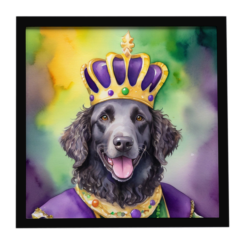 Curly-Coated Retriever King of Mardi Gras Framed Metal Print Bathroom, Kitchen, Office, Home Decor Wall Art Ready to Hang, Square, 8X8