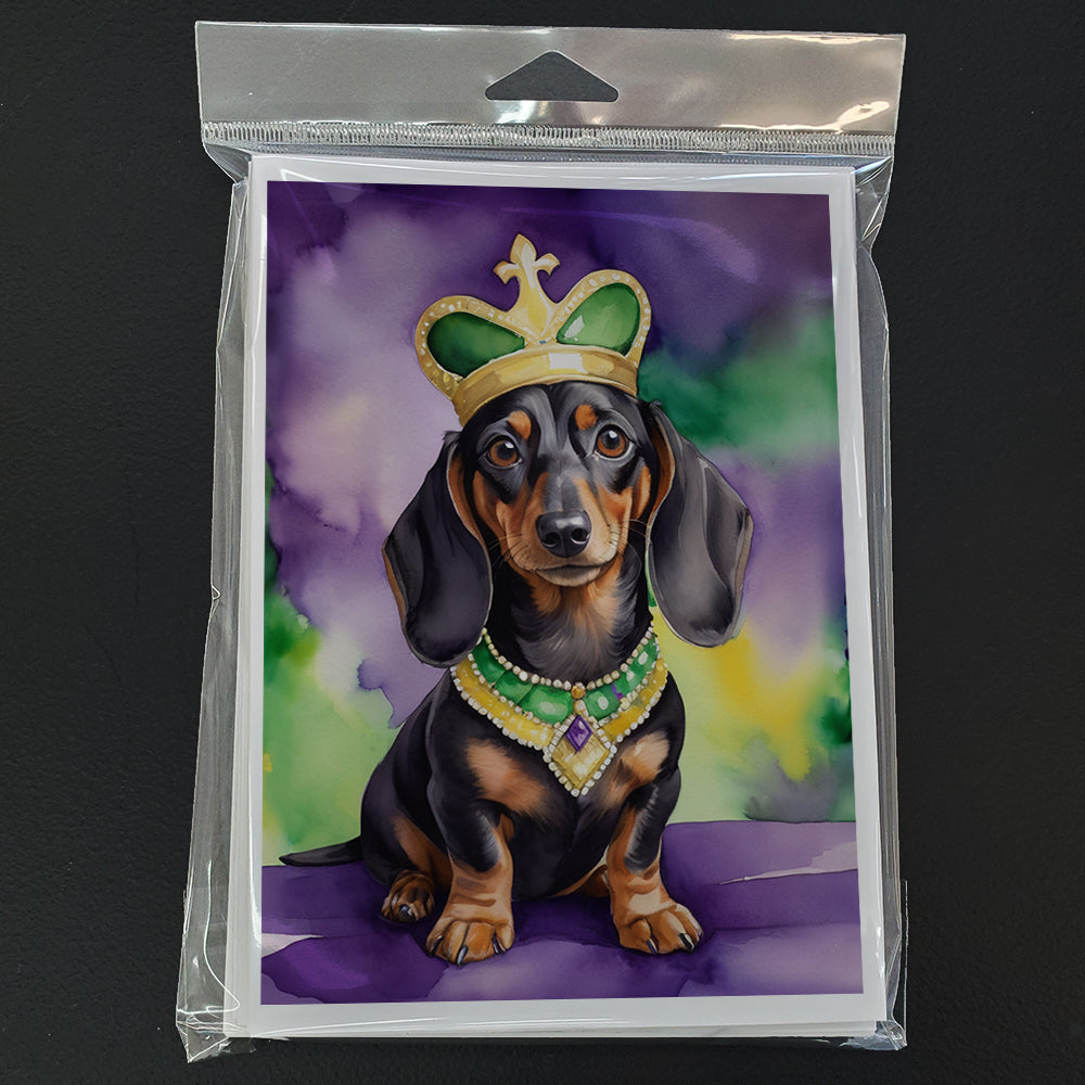 Dachshund King of Mardi Gras Greeting Cards Pack of 8 Blank Cards with Envelopes Whimsical A7 Size 5x7