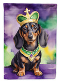 Dachshund King of Mardi Gras Garden Flag Mailbox Decorative Yard Banner Outside Patio Artwork for Flower Beds, Garden Size, Multicolor