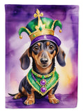 Dachshund King of Mardi Gras Garden Flag Mailbox Decorative Yard Banner Outside Patio Artwork for Flower Beds, Garden Size, Multicolor