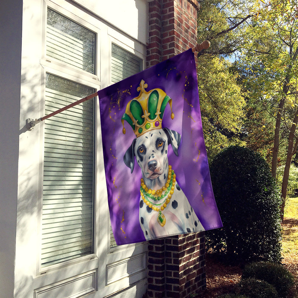 Dalmatian King of Mardi Gras House Flag 28x40 Porch Sleeve Pole Decorative Outside Yard Banner Artwork Wall Hanging, Polyester