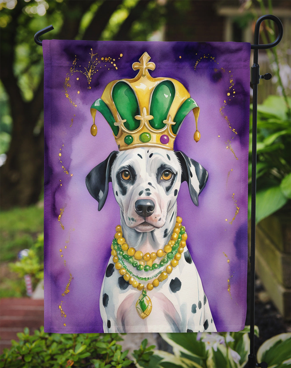 Dalmatian King of Mardi Gras Garden Flag Mailbox Decorative Yard Banner Outside Patio Artwork for Flower Beds, Garden Size, Multicolor