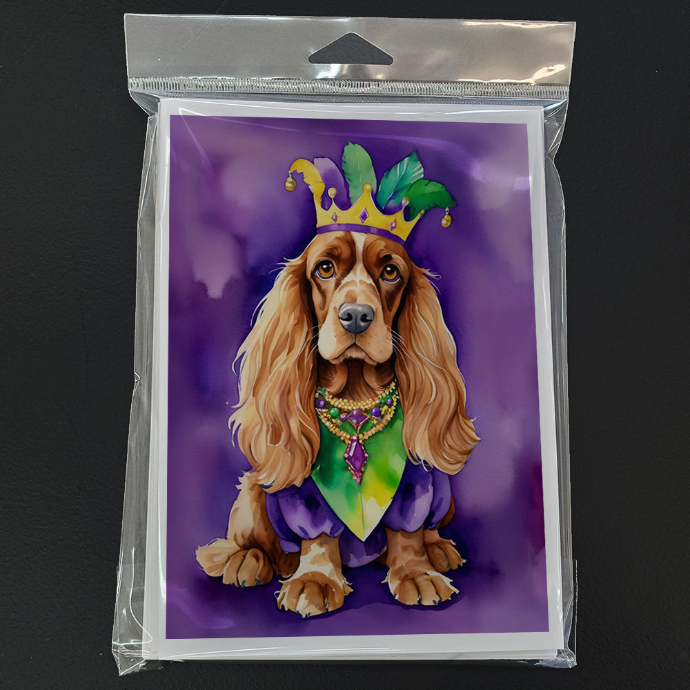 English Cocker Spaniel King of Mardi Gras Greeting Cards Pack of 8 Blank Cards with Envelopes Whimsical A7 Size 5x7