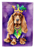 English Cocker Spaniel King of Mardi Gras Garden Flag Mailbox Decorative Yard Banner Outside Patio Artwork for Flower Beds, Garden Size, Multicolor