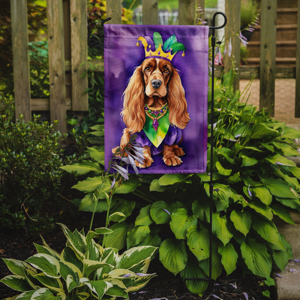 English Cocker Spaniel King of Mardi Gras Garden Flag Mailbox Decorative Yard Banner Outside Patio Artwork for Flower Beds, Garden Size, Multicolor