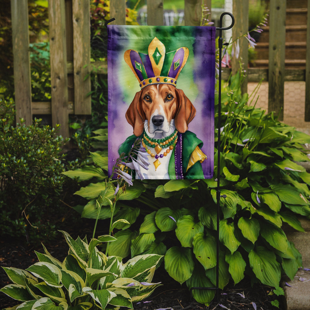 English Foxhound King of Mardi Gras Garden Flag Mailbox Decorative Yard Banner Outside Patio Artwork for Flower Beds, Garden Size, Multicolor