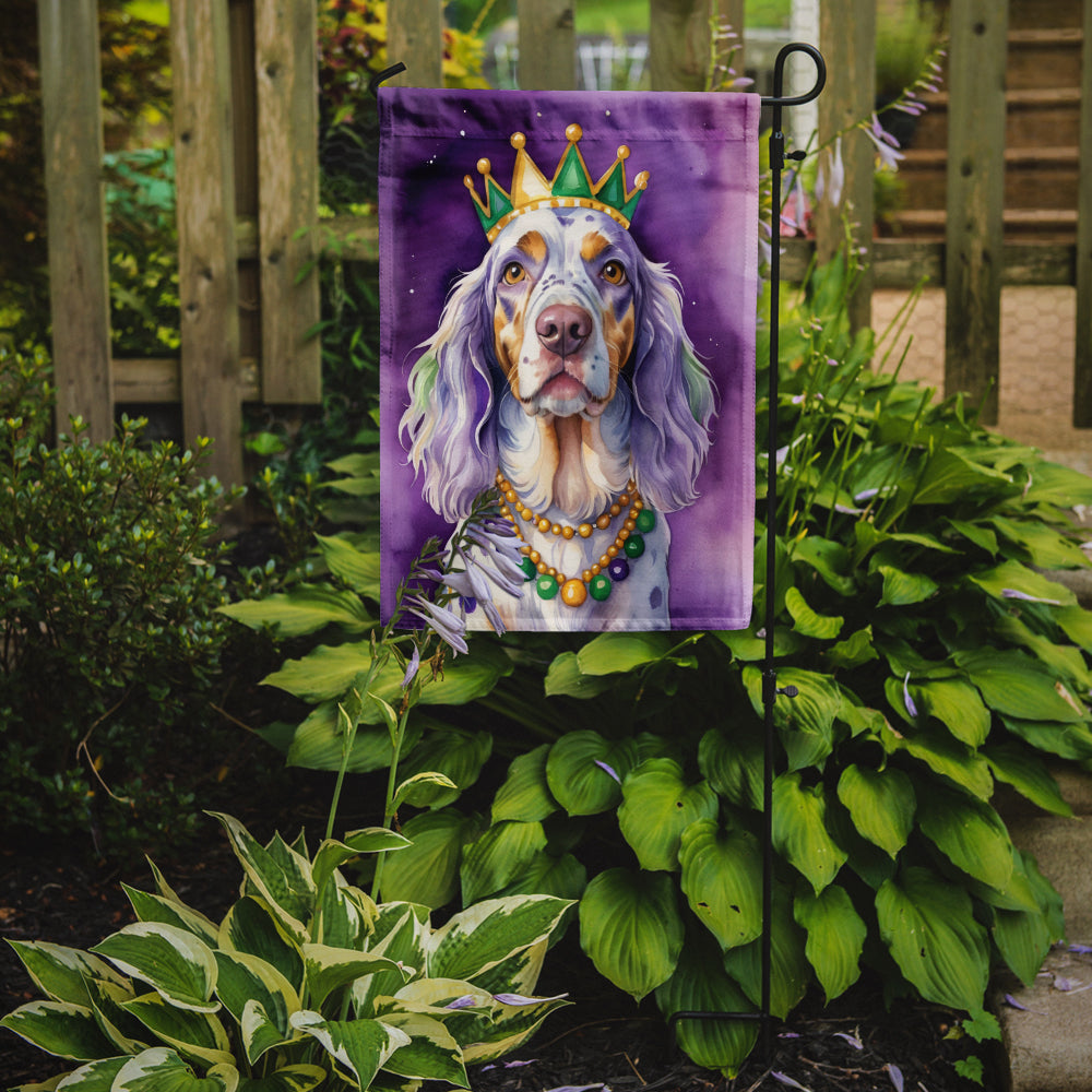 English Setter King of Mardi Gras Garden Flag Mailbox Decorative Yard Banner Outside Patio Artwork for Flower Beds, Garden Size, Multicolor