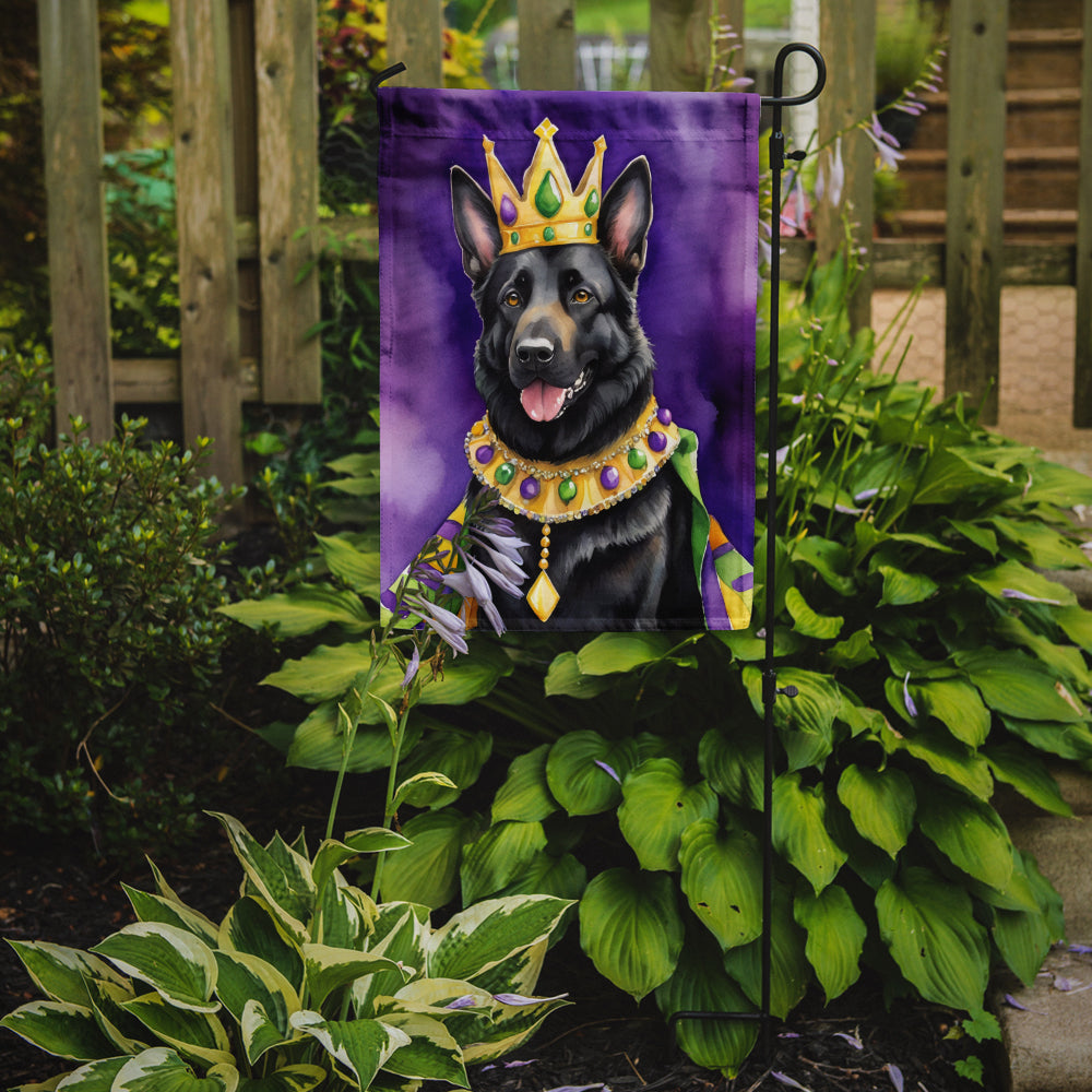 Black German Shepherd King of Mardi Gras Garden Flag Mailbox Decorative Yard Banner Outside Patio Artwork for Flower Beds, Garden Size, Multicolor