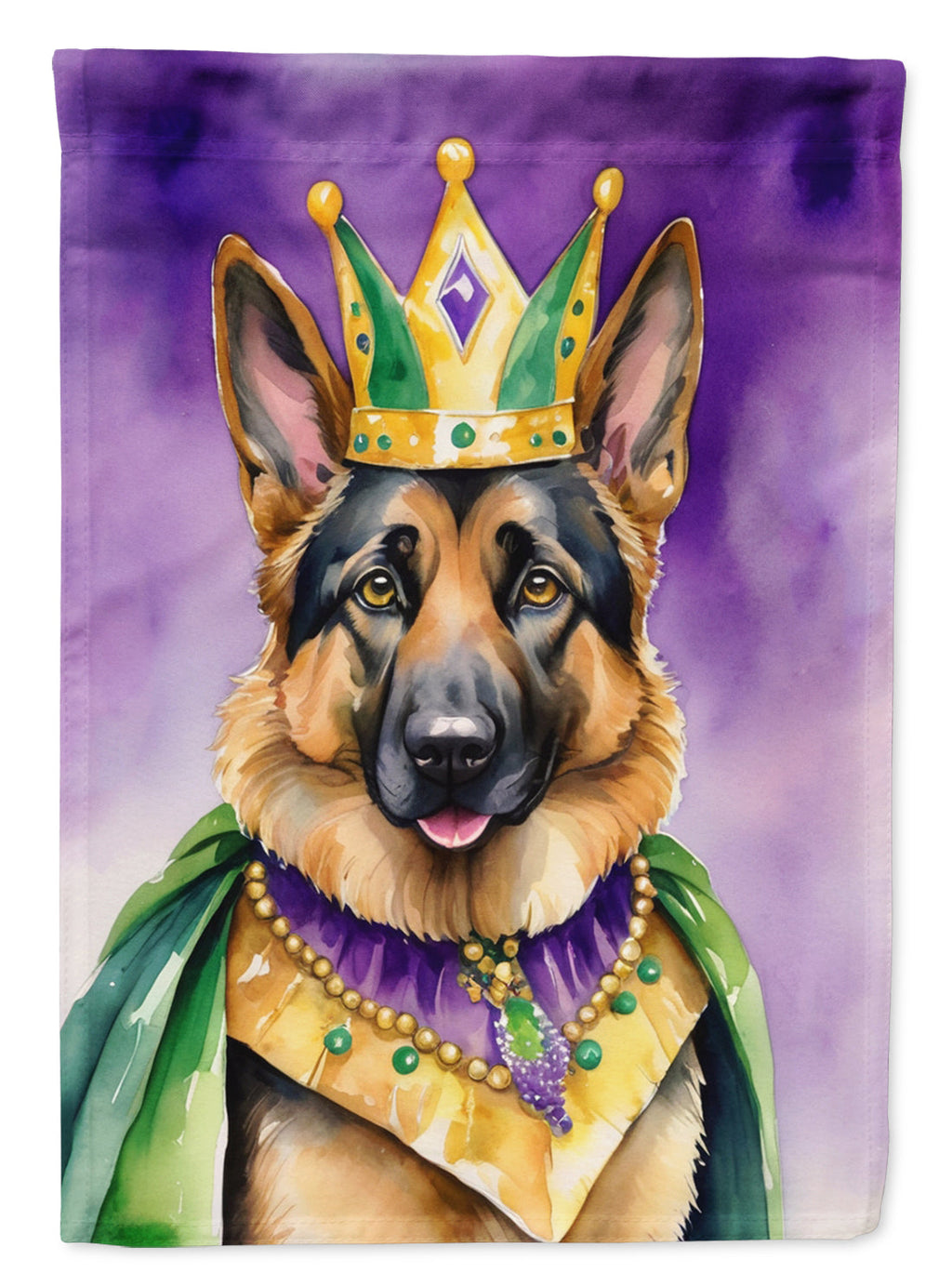 German Shepherd King of Mardi Gras Garden Flag Mailbox Decorative Yard Banner Outside Patio Artwork for Flower Beds, Garden Size, Multicolor
