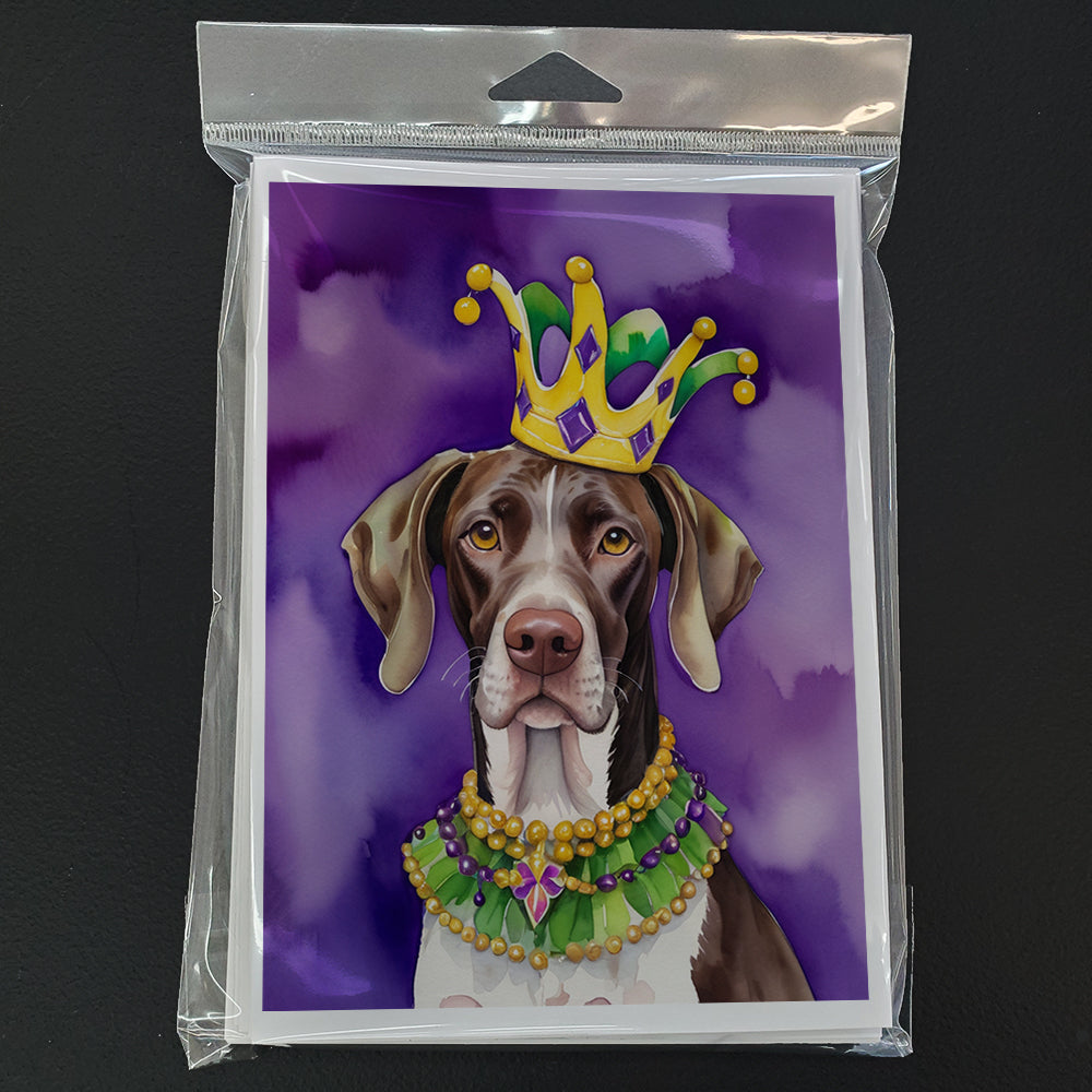 German Shorthaired Pointer King of Mardi Gras Greeting Cards Pack of 8 Blank Cards with Envelopes Whimsical A7 Size 5x7