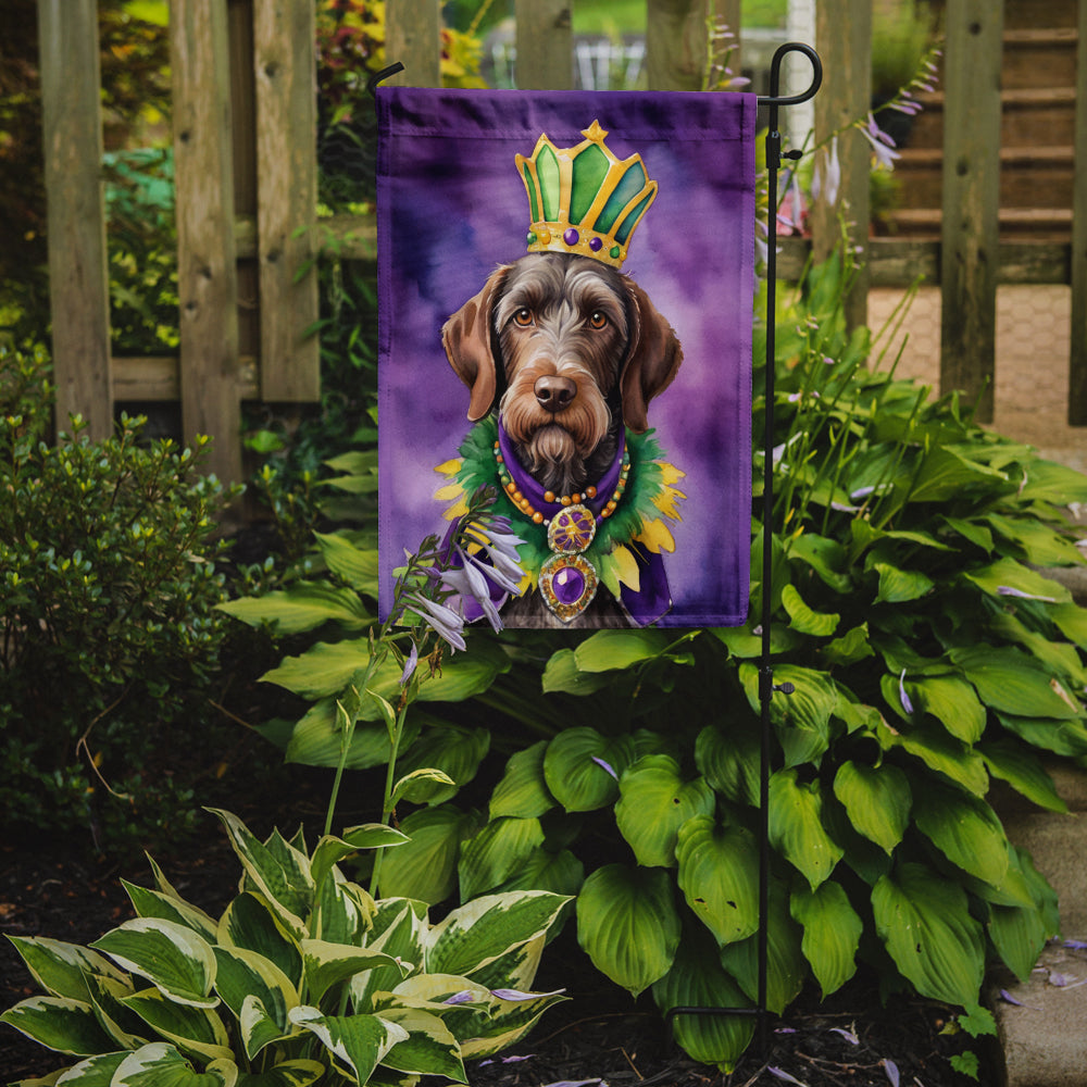 German Wirehaired Pointer King of Mardi Gras Garden Flag Mailbox Decorative Yard Banner Outside Patio Artwork for Flower Beds, Garden Size, Multicolor