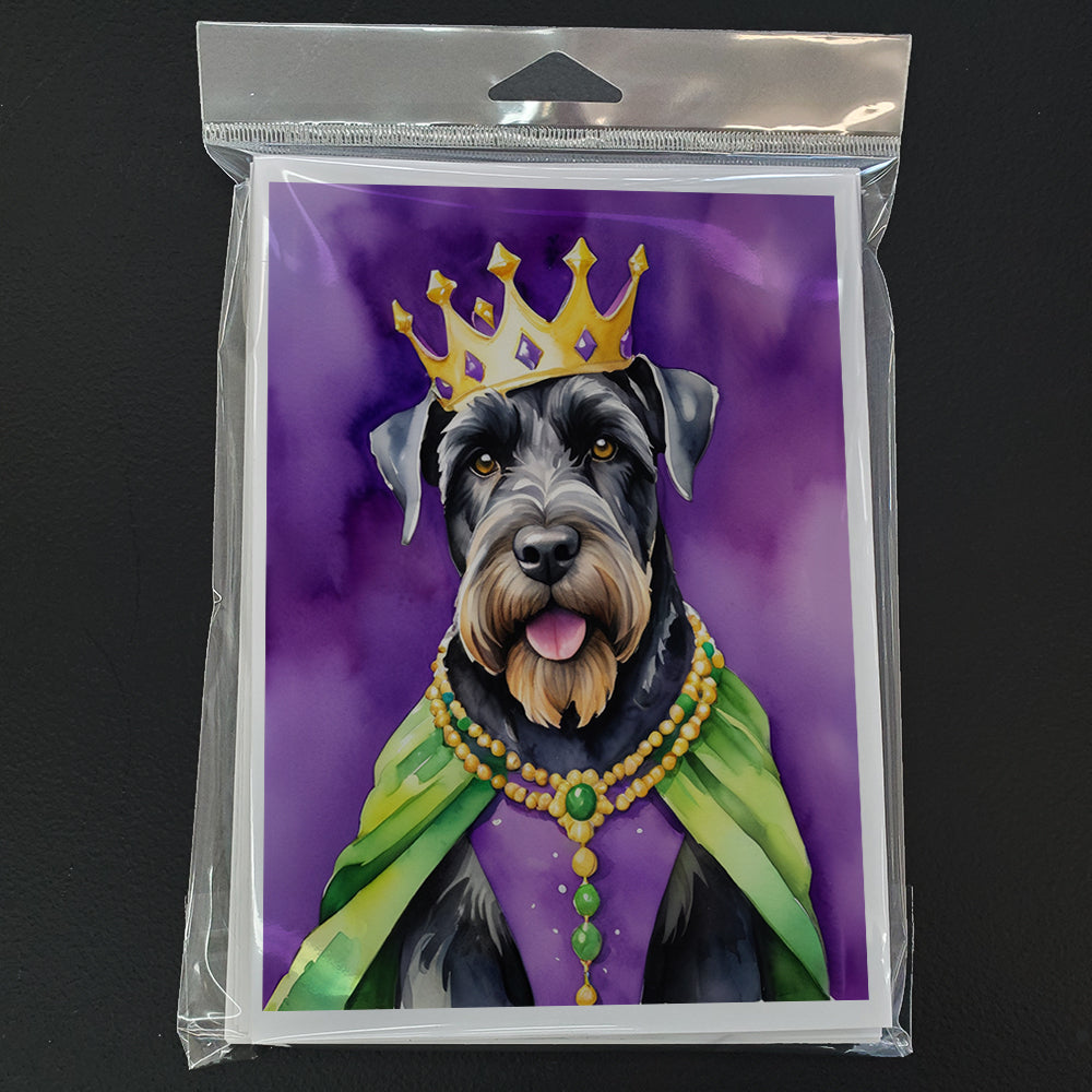 Giant Schnauzer King of Mardi Gras Greeting Cards Pack of 8 Blank Cards with Envelopes Whimsical A7 Size 5x7