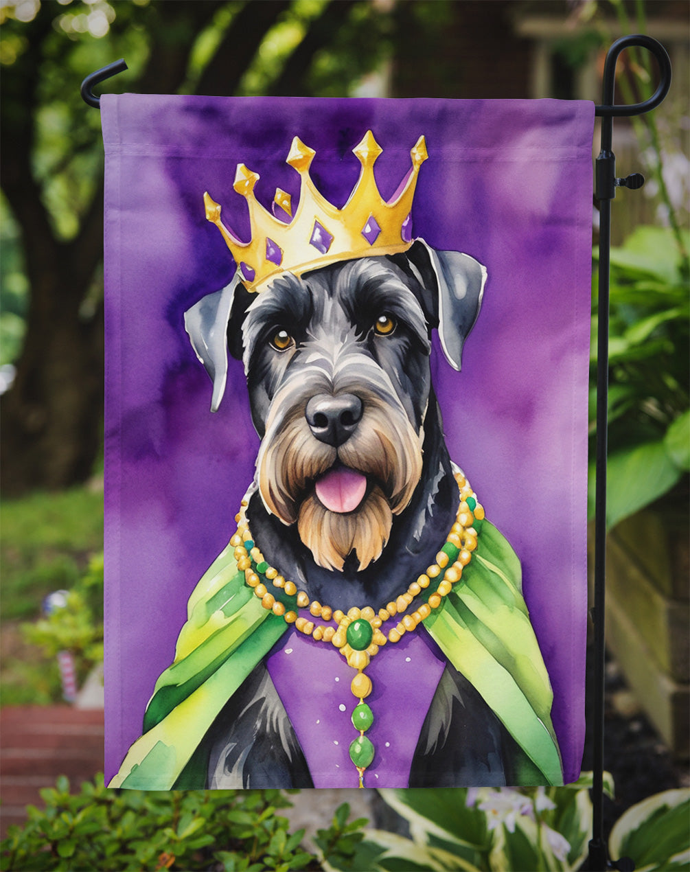 Giant Schnauzer King of Mardi Gras Garden Flag Mailbox Decorative Yard Banner Outside Patio Artwork for Flower Beds, Garden Size, Multicolor