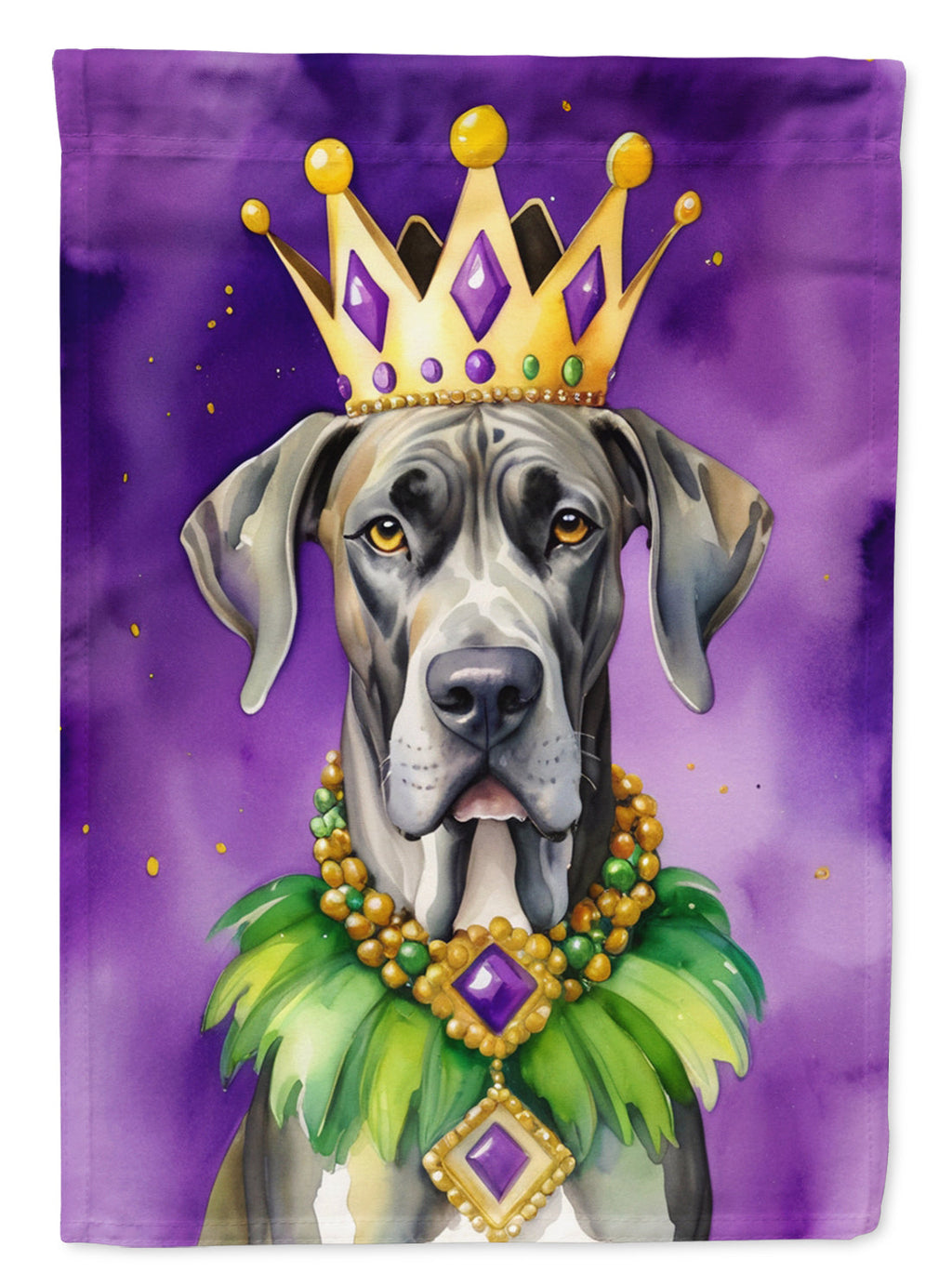 Great Dane King of Mardi Gras Garden Flag Mailbox Decorative Yard Banner Outside Patio Artwork for Flower Beds, Garden Size, Multicolor