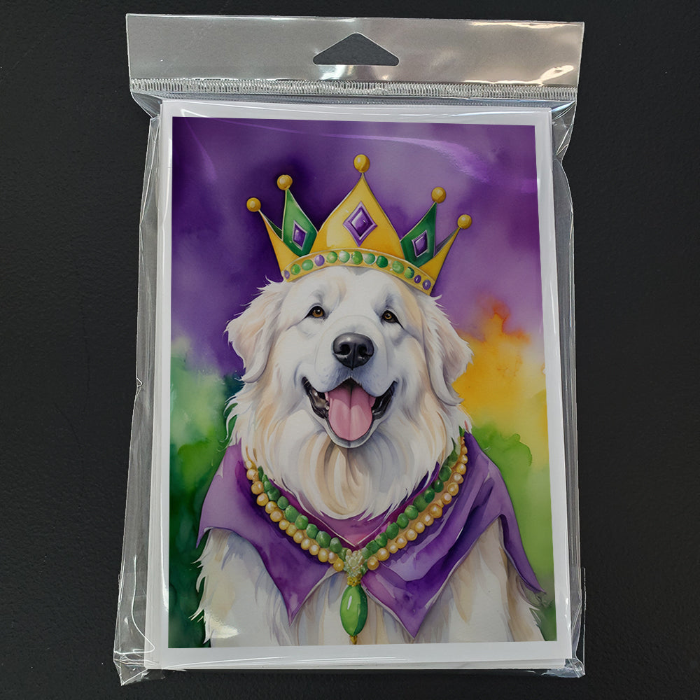 Great Pyrenees King of Mardi Gras Greeting Cards Pack of 8 Blank Cards with Envelopes Whimsical A7 Size 5x7