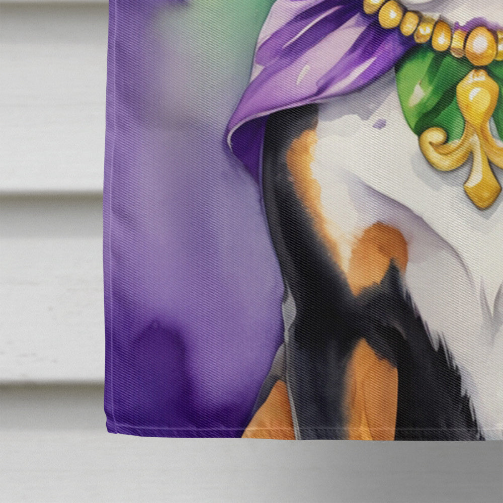 Greater Swiss Mountain Dog King of Mardi Gras House Flag 28x40 Porch Sleeve Pole Decorative Outside Yard Banner Artwork Wall Hanging, Polyester