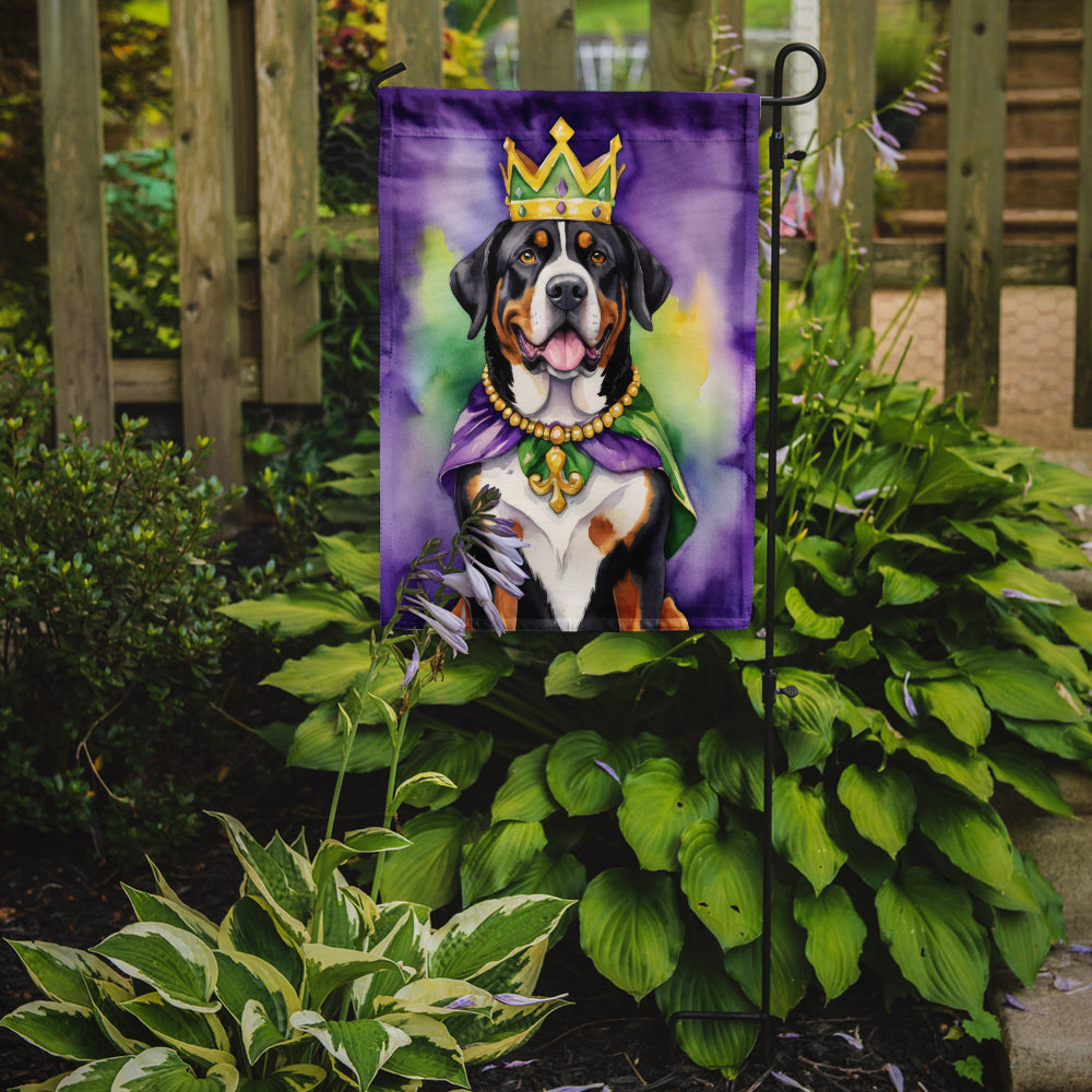 Greater Swiss Mountain Dog King of Mardi Gras Garden Flag Mailbox Decorative Yard Banner Outside Patio Artwork for Flower Beds, Garden Size, Multicolor