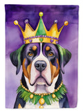 Greater Swiss Mountain Dog King of Mardi Gras Garden Flag Mailbox Decorative Yard Banner Outside Patio Artwork for Flower Beds, Garden Size, Multicolor
