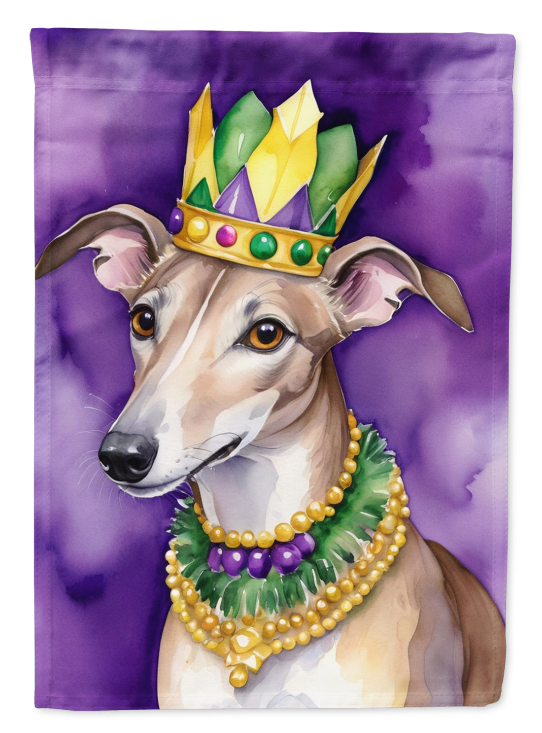 Greyhound King of Mardi Gras Garden Flag Mailbox Decorative Yard Banner Outside Patio Artwork for Flower Beds, Garden Size, Multicolor