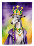 Greyhound King of Mardi Gras House Flag 28x40 Porch Sleeve Pole Decorative Outside Yard Banner Artwork Wall Hanging, Polyester