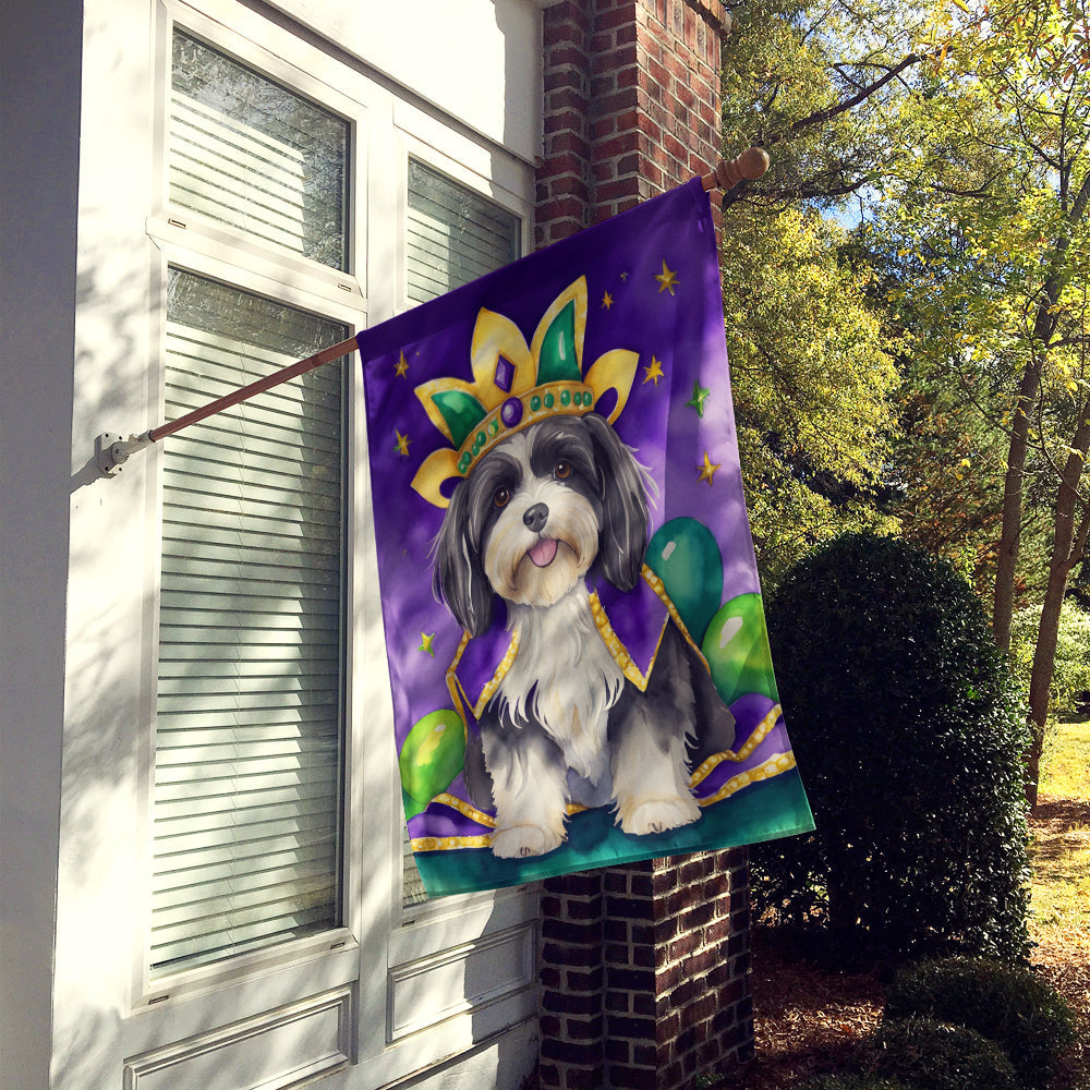 Havanese King of Mardi Gras House Flag 28x40 Porch Sleeve Pole Decorative Outside Yard Banner Artwork Wall Hanging, Polyester