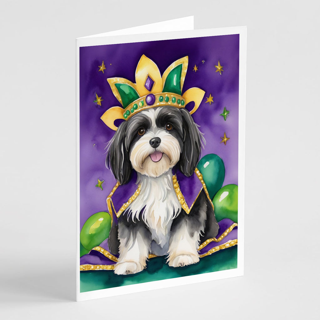 Havanese King of Mardi Gras Greeting Cards Pack of 8 Blank Cards with Envelopes Whimsical A7 Size 5x7