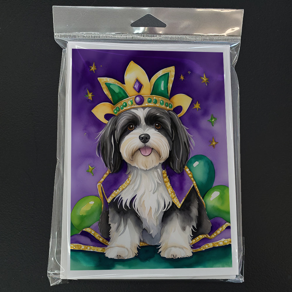 Havanese King of Mardi Gras Greeting Cards Pack of 8 Blank Cards with Envelopes Whimsical A7 Size 5x7