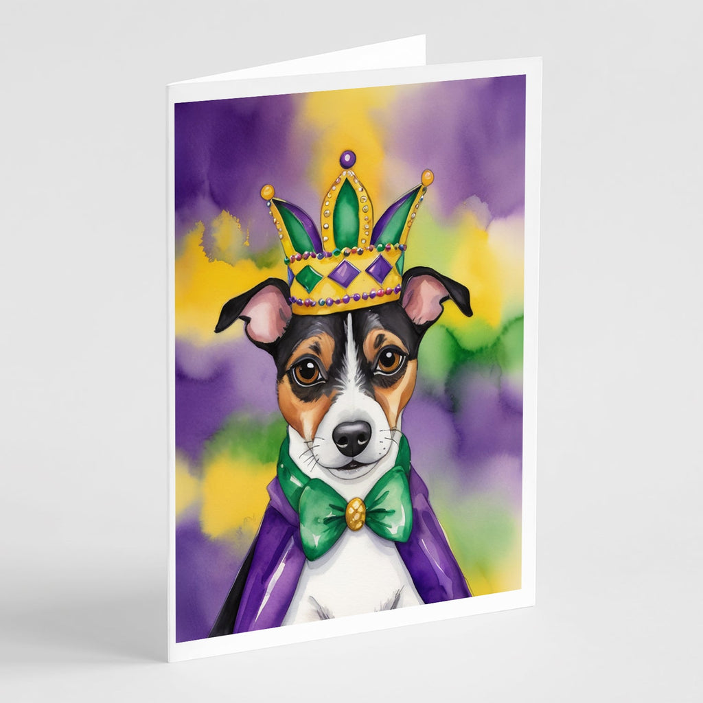 Jack Russell Terrier King of Mardi Gras Greeting Cards Pack of 8 Blank Cards with Envelopes Whimsical A7 Size 5x7