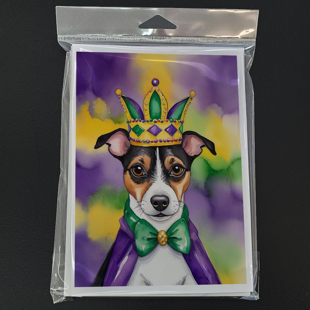 Jack Russell Terrier King of Mardi Gras Greeting Cards Pack of 8 Blank Cards with Envelopes Whimsical A7 Size 5x7