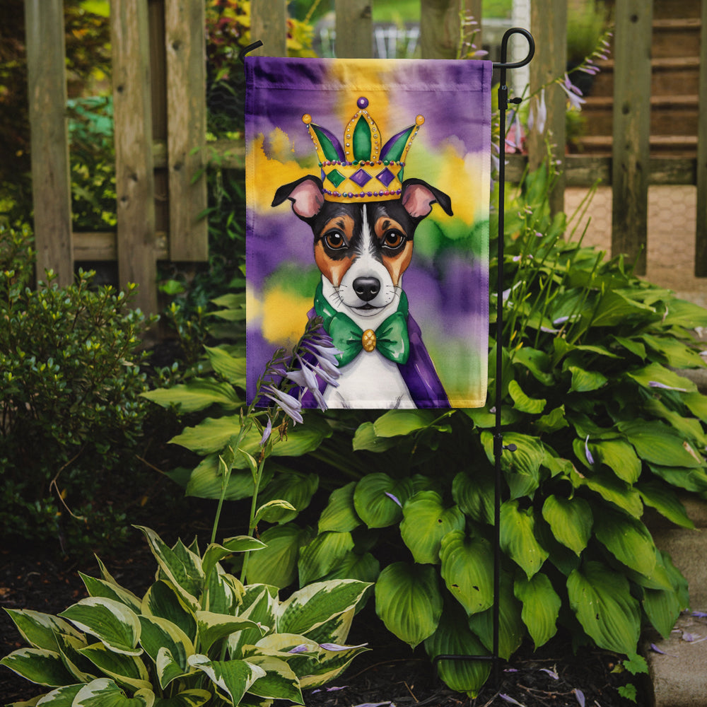 Jack Russell Terrier King of Mardi Gras Garden Flag Mailbox Decorative Yard Banner Outside Patio Artwork for Flower Beds, Garden Size, Multicolor