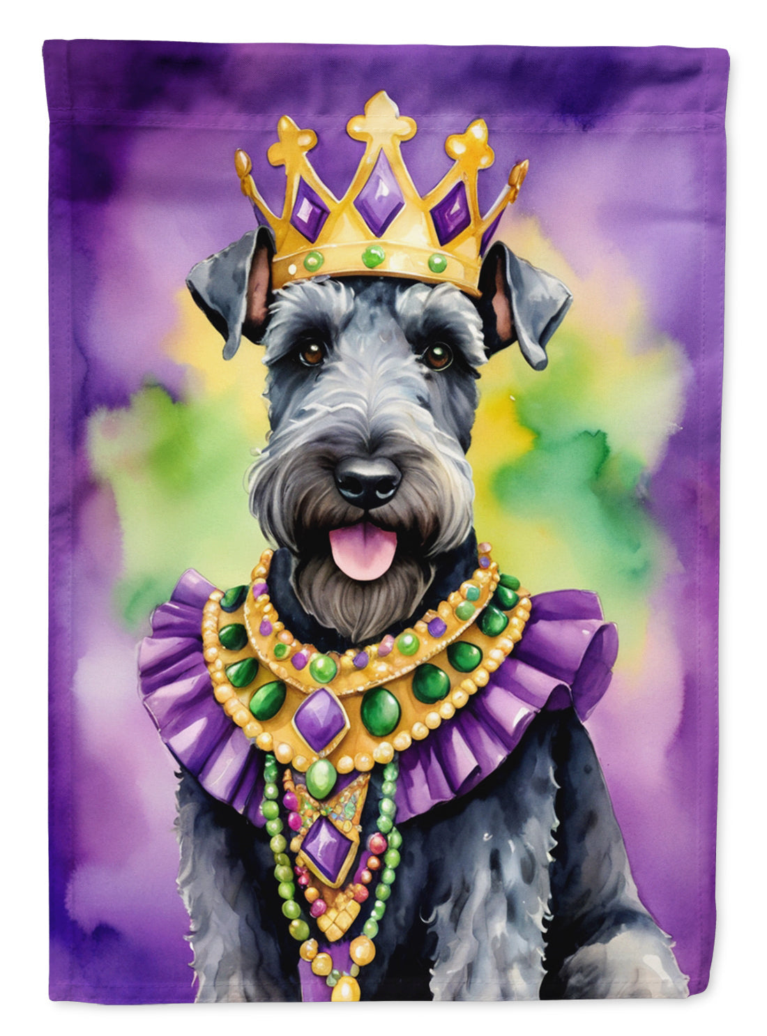 Kerry Blue Terrier King of Mardi Gras Garden Flag Mailbox Decorative Yard Banner Outside Patio Artwork for Flower Beds, Garden Size, Multicolor