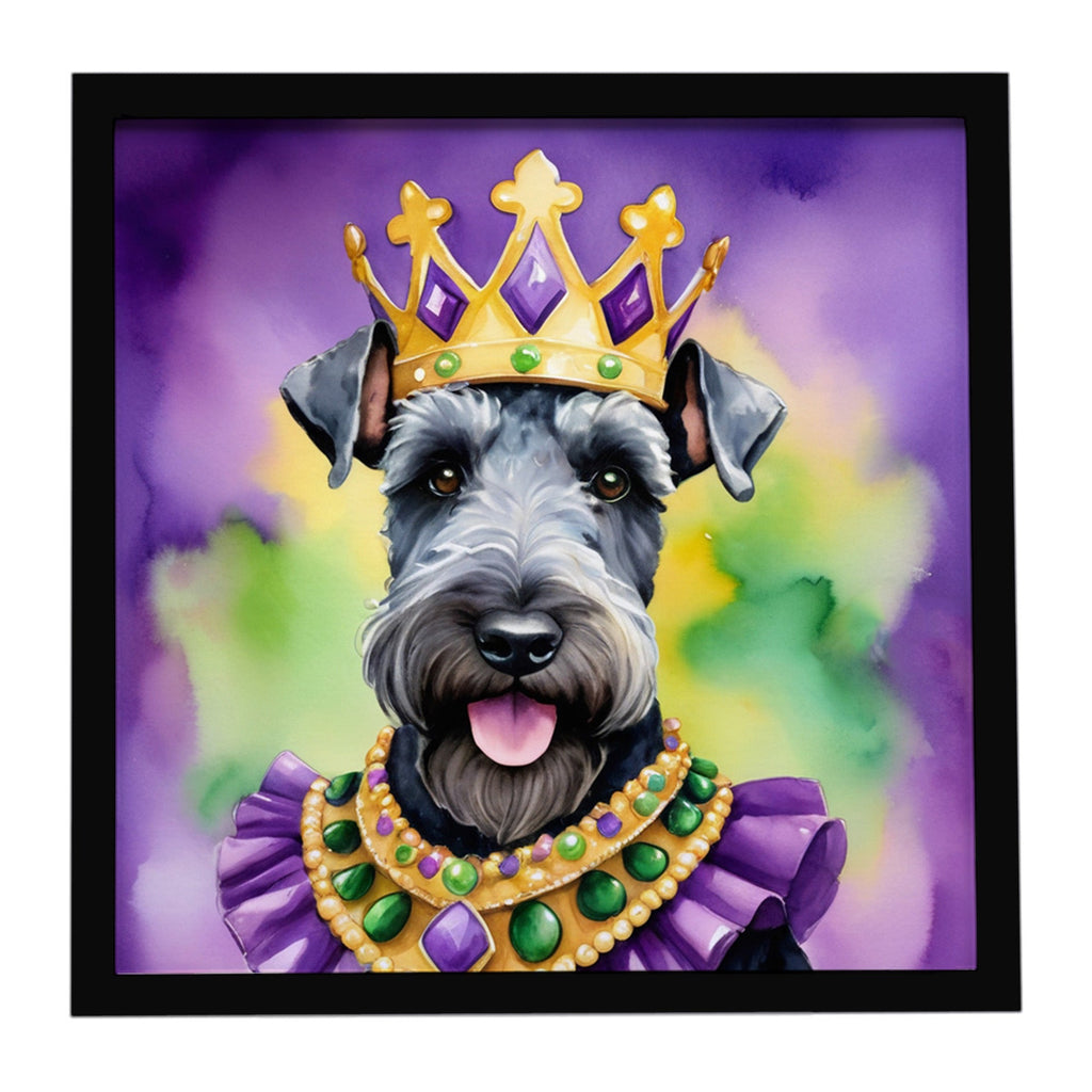 Kerry Blue Terrier King of Mardi Gras Framed Metal Print Bathroom, Kitchen, Office, Home Decor Wall Art Ready to Hang, Square, 8X8