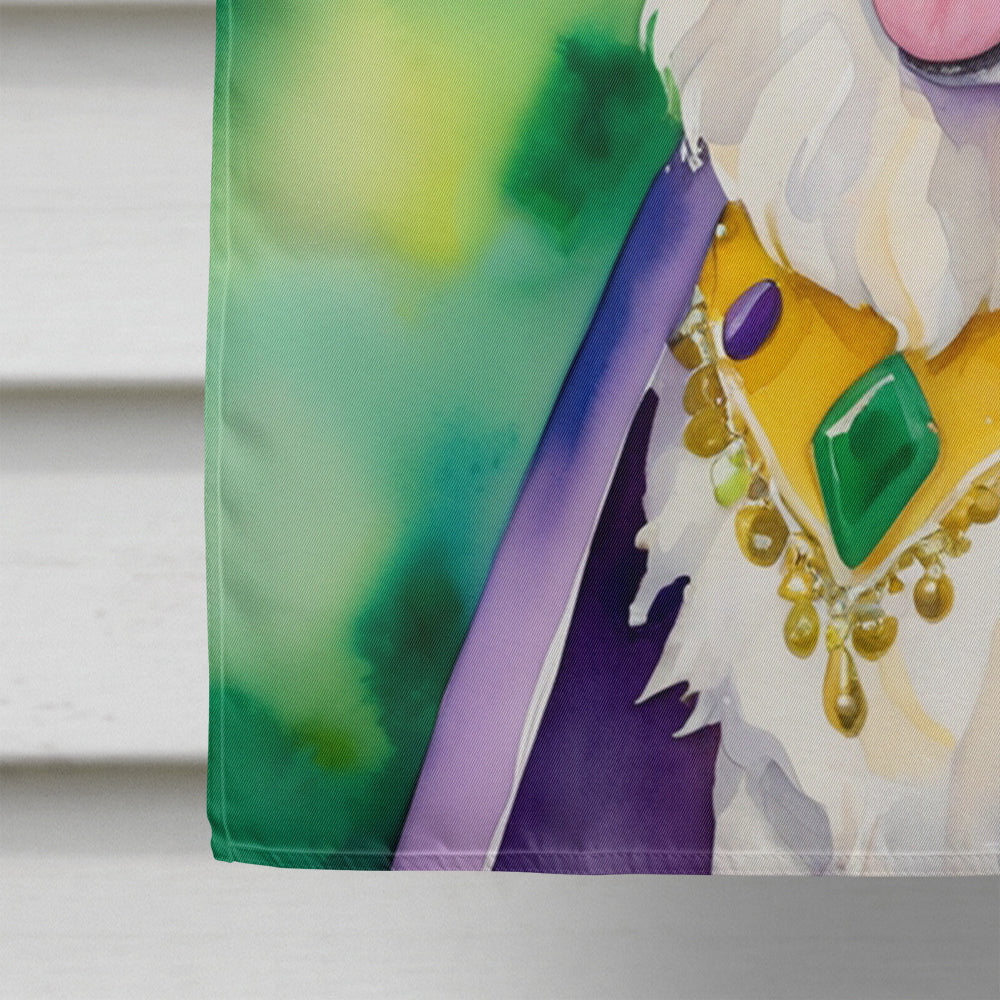 Kuvasz King of Mardi Gras House Flag 28x40 Porch Sleeve Pole Decorative Outside Yard Banner Artwork Wall Hanging, Polyester