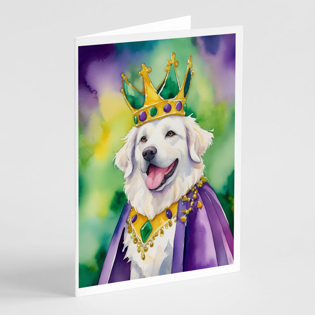 Kuvasz King of Mardi Gras Greeting Cards Pack of 8 Blank Cards with Envelopes Whimsical A7 Size 5x7