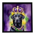 Labrador Retriever King of Mardi Gras Framed Metal Print Bathroom, Kitchen, Office, Home Decor Wall Art Ready to Hang, Square, 8X8