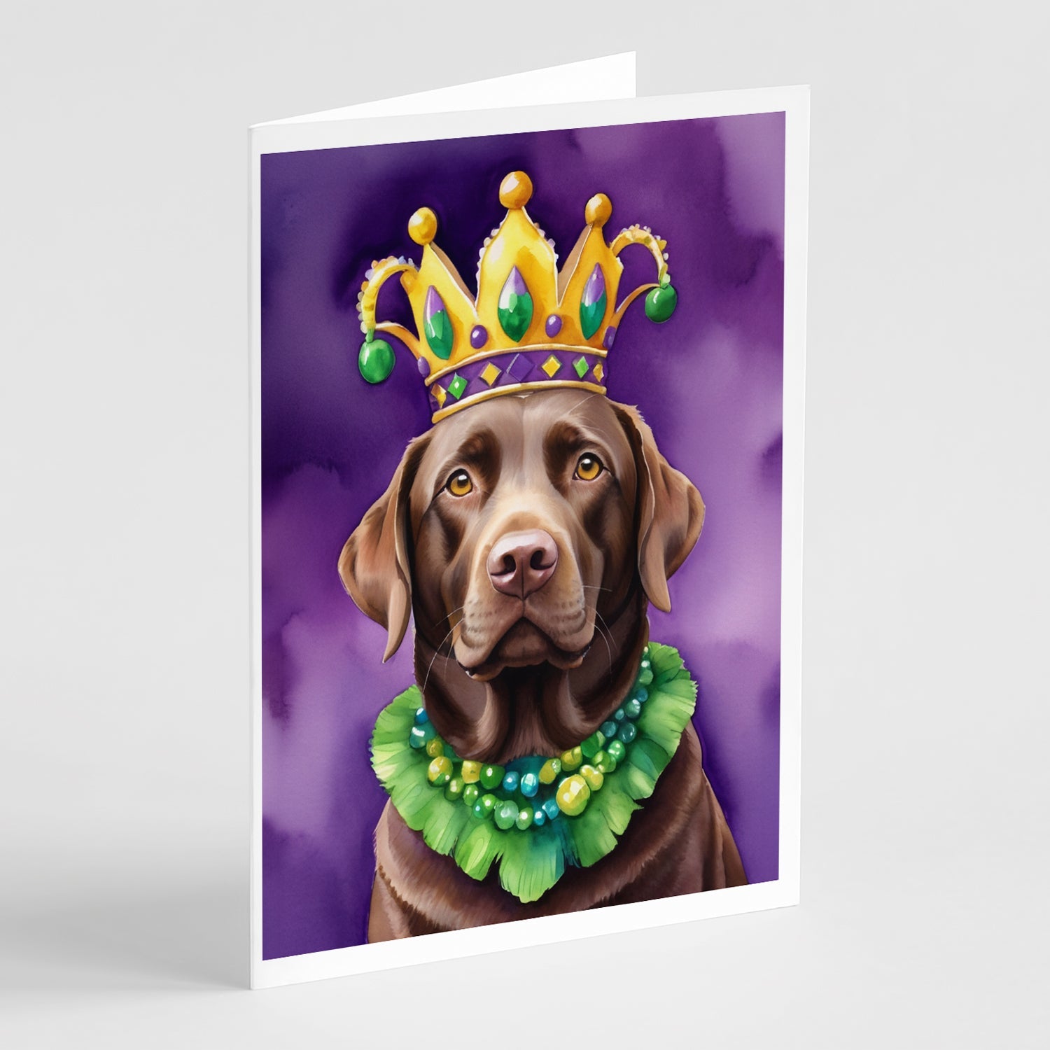 Labrador Retriever King of Mardi Gras Greeting Cards Pack of 8 Blank Cards with Envelopes Whimsical A7 Size 5x7