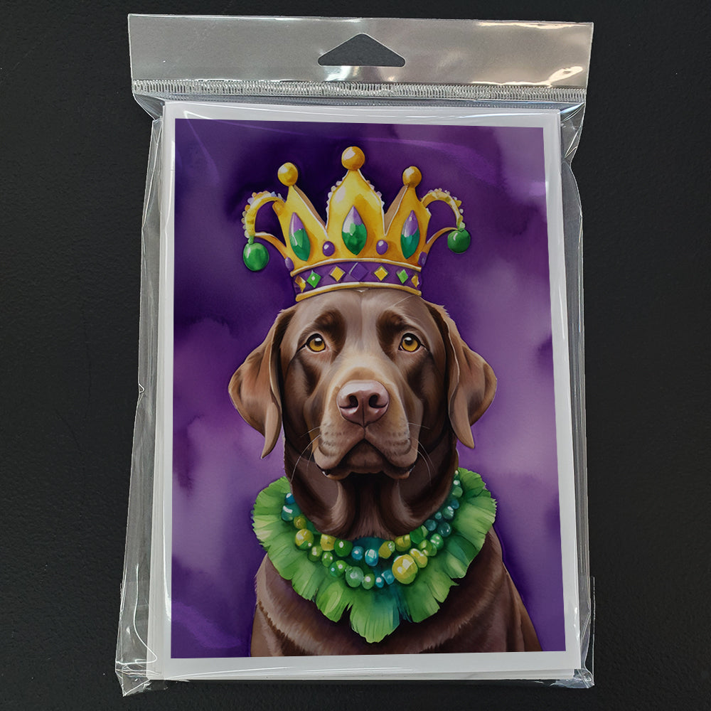 Labrador Retriever King of Mardi Gras Greeting Cards Pack of 8 Blank Cards with Envelopes Whimsical A7 Size 5x7