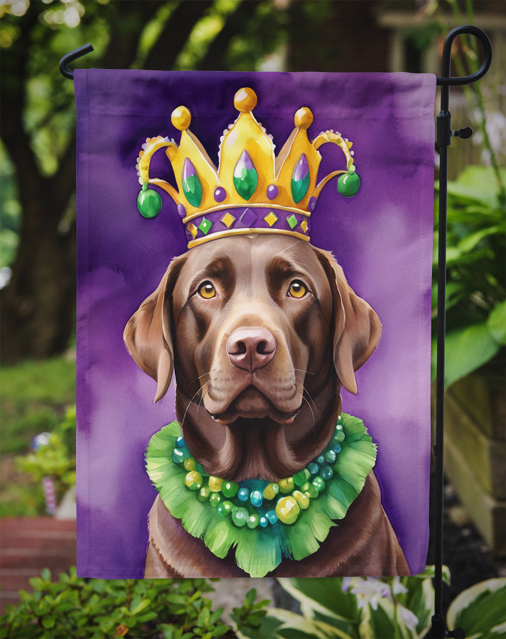 Labrador Retriever King of Mardi Gras Garden Flag Mailbox Decorative Yard Banner Outside Patio Artwork for Flower Beds, Garden Size, Multicolor