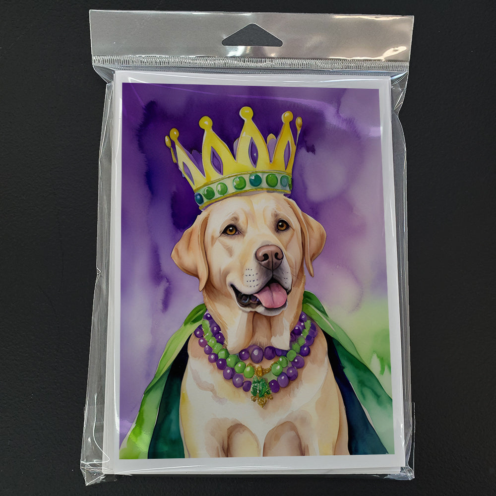 Labrador Retriever King of Mardi Gras Greeting Cards Pack of 8 Blank Cards with Envelopes Whimsical A7 Size 5x7