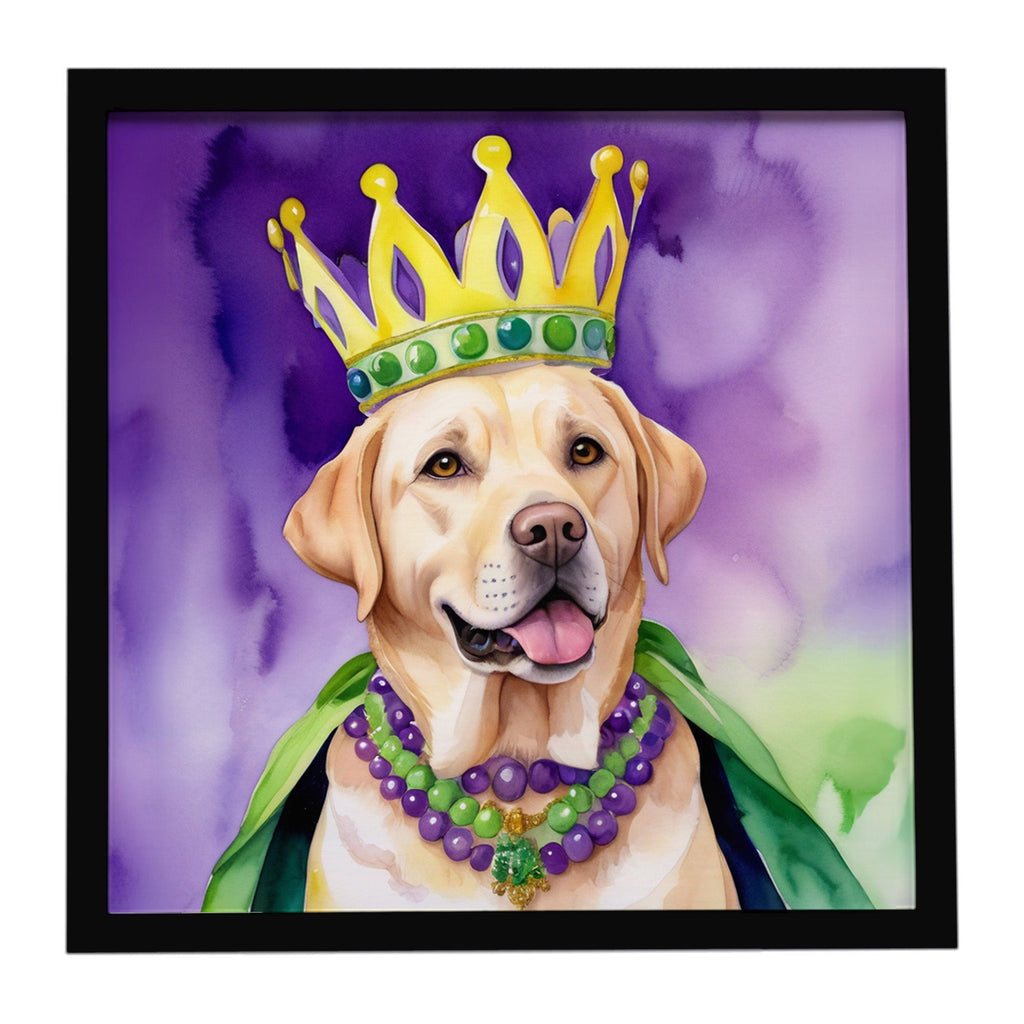 Labrador Retriever King of Mardi Gras Framed Metal Print Bathroom, Kitchen, Office, Home Decor Wall Art Ready to Hang, Square, 8X8