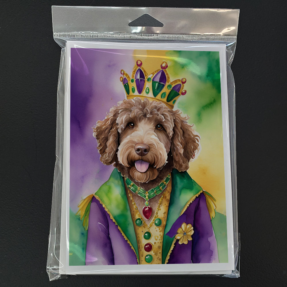 Labradoodle King of Mardi Gras Greeting Cards Pack of 8 Blank Cards with Envelopes Whimsical A7 Size 5x7