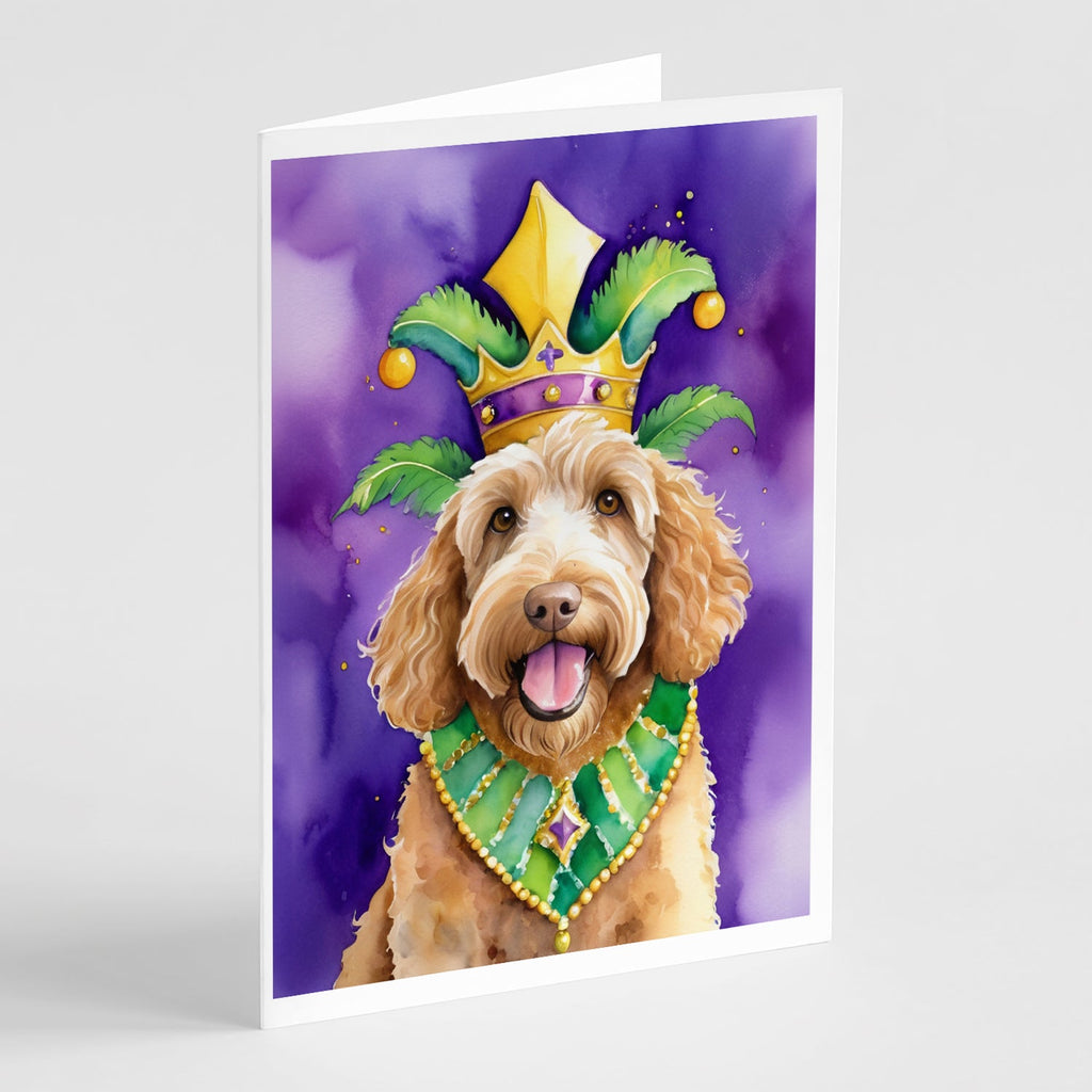 Labradoodle King of Mardi Gras Greeting Cards Pack of 8 Blank Cards with Envelopes Whimsical A7 Size 5x7
