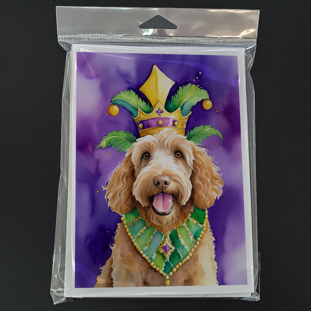 Labradoodle King of Mardi Gras Greeting Cards Pack of 8 Blank Cards with Envelopes Whimsical A7 Size 5x7