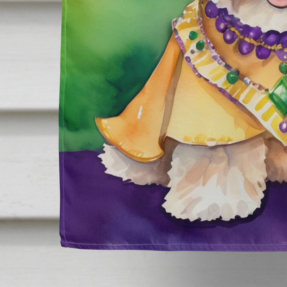 Maltipoo King of Mardi Gras House Flag 28x40 Porch Sleeve Pole Decorative Outside Yard Banner Artwork Wall Hanging, Polyester