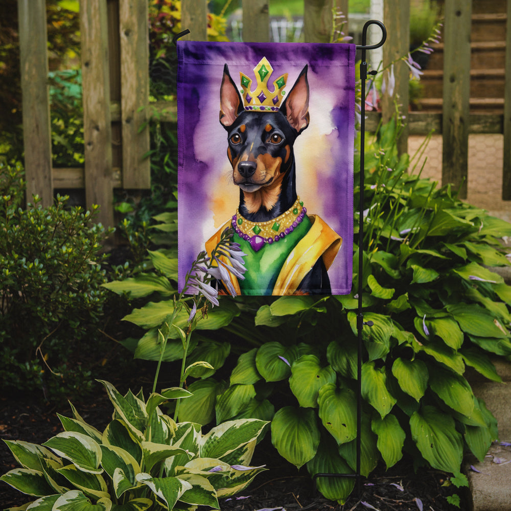 Manchester Terrier King of Mardi Gras Garden Flag Mailbox Decorative Yard Banner Outside Patio Artwork for Flower Beds, Garden Size, Multicolor