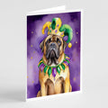 Mastiff King of Mardi Gras Greeting Cards Pack of 8 Blank Cards with Envelopes Whimsical A7 Size 5x7